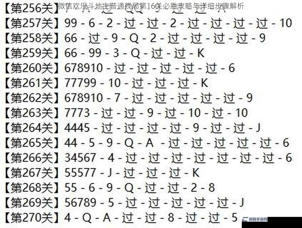 微信欢乐斗地主普通残局第16关必胜攻略与详细步骤解析